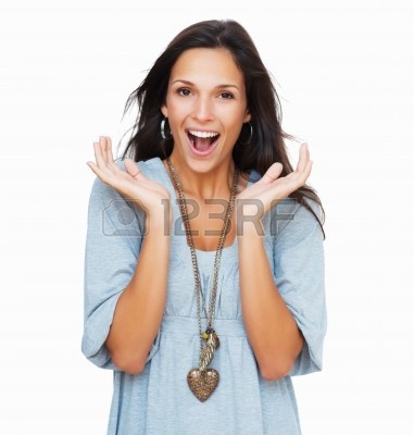 Woman holding arms up in surprise Stock Photo - 10384460