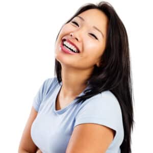 asian woman wearing dental braces